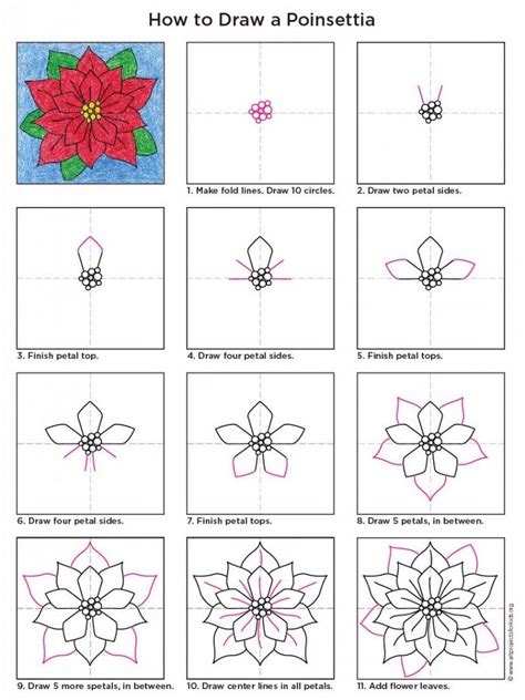 Easy How To Draw A Poinsettia Tutorial Video And Poinsettia Coloring