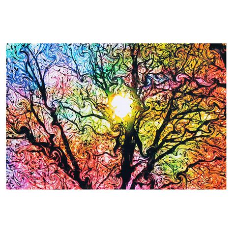 Psychedelic Trippy Tree Abstract Sun Art Silk Cloth Poster Home Decor