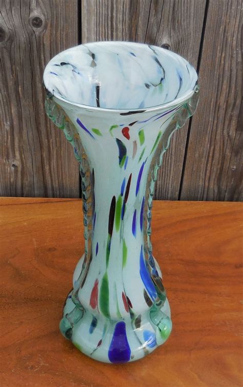 Stunning 1930s Vintage Large Czech Spatter Art Glass Etsy Art Glass