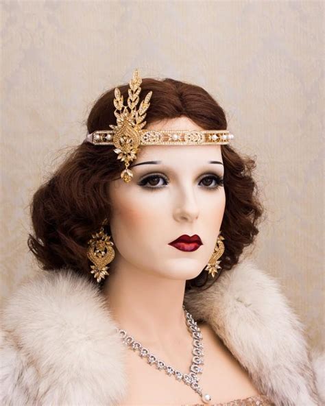 Gold Flapper Headband Great Gatsby Headband Daisy Buchanan Costume