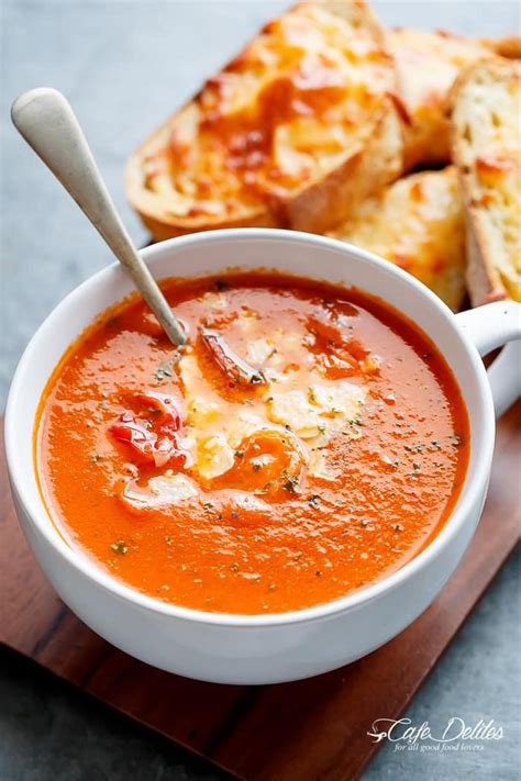 a creamy roasted tomato basil soup full of incredible flavours naturally thickened with no need