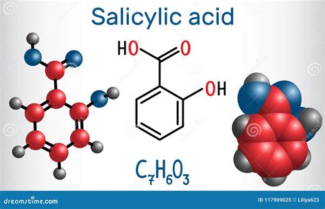 Salicylic Acid Chemical Structure And Formula Vector Illustration