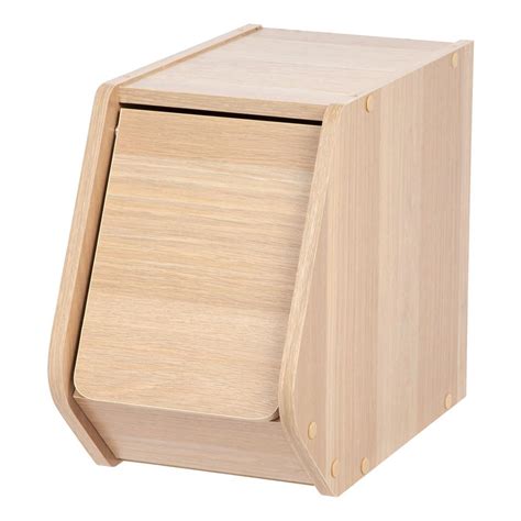 Iris Modular Narrow Dark Brown Wood Stacking Storage Box With Door