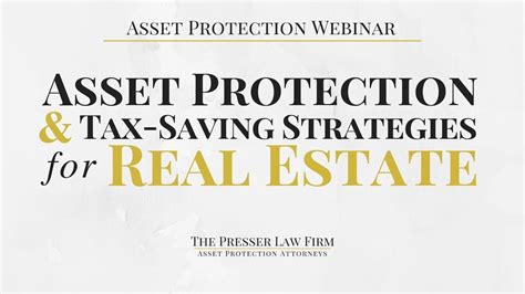 Asset Protection And Tax Saving Strategies For Real Estate Youtube