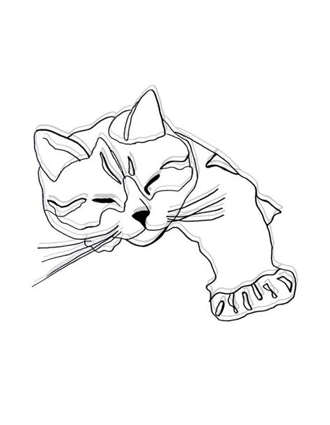 Cat Print Line Drawing Minimal Cat Line Art Love Print