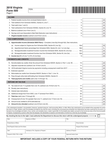 Form 500 Download Fillable Pdf Or Fill Online Virginia Corporation
