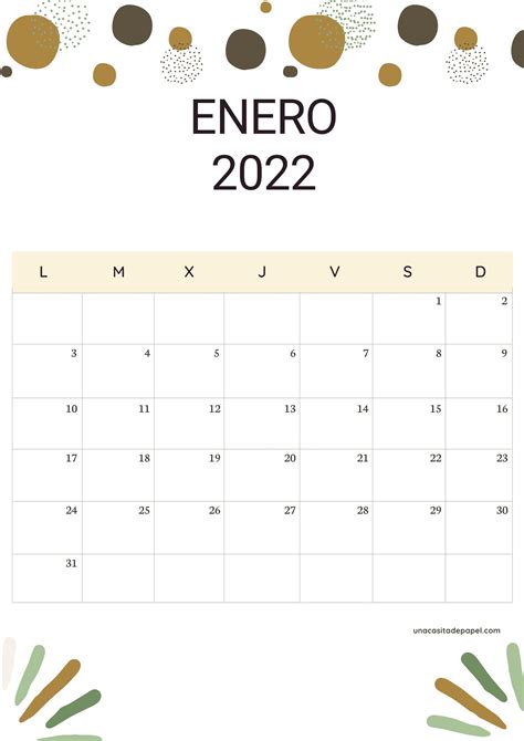 Calendario Enero Para Imprimir GRATIS Una Casita De Papel