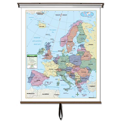 Europe Primary Classroom Wall Map On Roller W Backboard