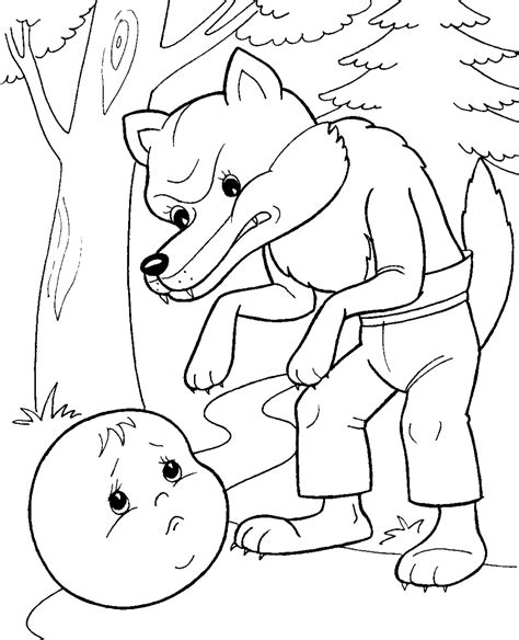 Волк хочет съесть колобка раскраска №500