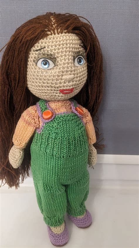 Beautiful Personalized Knitted Doll Betty With Long Hair In One