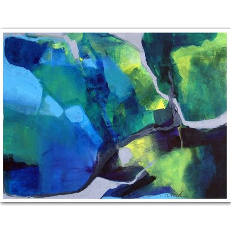 Large Abstract Painting Blue Green Yellow Gray Purple Art Etsy