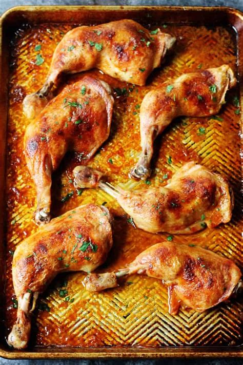 slow roasted chicken leg quarters with crispy skin eating european recipe roasted chicken