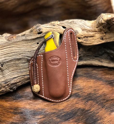 Forward Slant Knife Sheath For 2 Blade Folding Hunter Bullard Leather