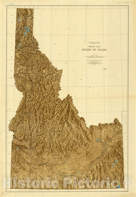 Map Idaho 1926 Relief Map State Of Idaho Antique Vintage