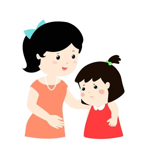 Imágenes Una Mama Animada Mamá Habla Con Su Hija Suavemente Vector