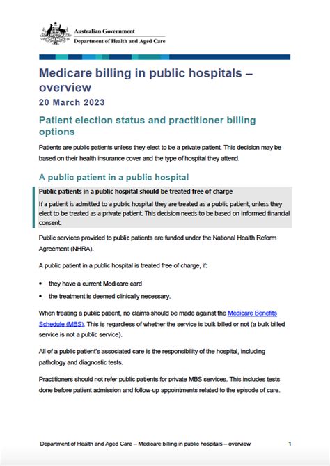 Medicare Billing In Public Hospitals Overview Australian Government