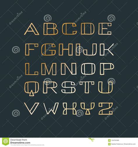 Handdrawn Sans Serif Font With Golden Gradient Fill Stock Illustration