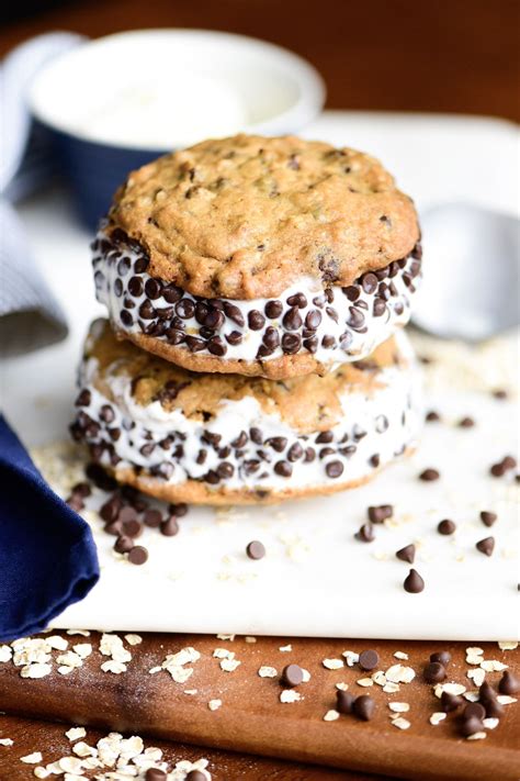 Delicious Chocolate Chip Cookie Ice Cream Sandwiches Created Using The