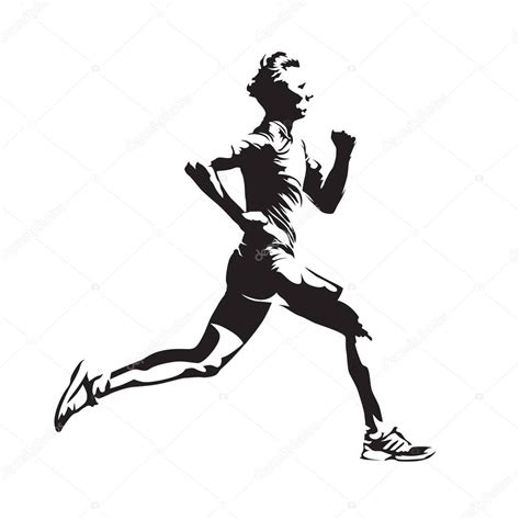 Hombre Corriendo Bosquejo Vectorial Silueta Abstracta Vista Lateral