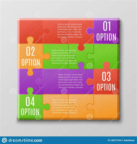 Jigsaw Puzzle Infographic Poster Design With Four Options Text Template