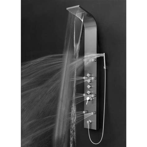 Akdy 65 In 8 Jet Shower Panel System In Space Gray Brushed Stainless