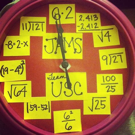 My Pre Alg Version Of The Math Clock Go Team Usc Math Clock