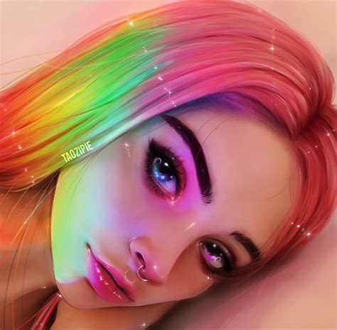 Artstation Rainbow Olivia Derivas Desenhos Coloridos Tumblr Retrato Digital Meninas Tumbler