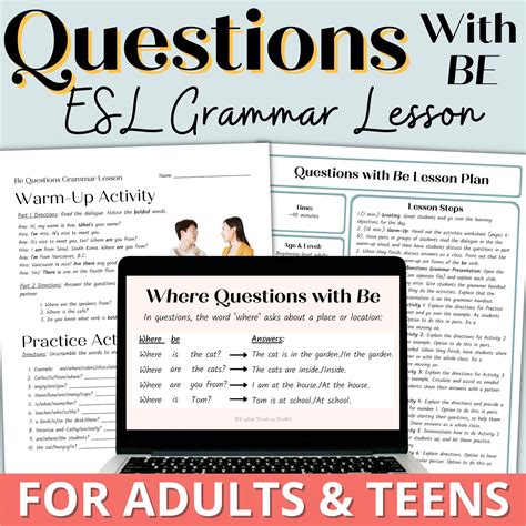 Adult Esl The Be Verb English Grammar Lesson Plan Activities Worksheets