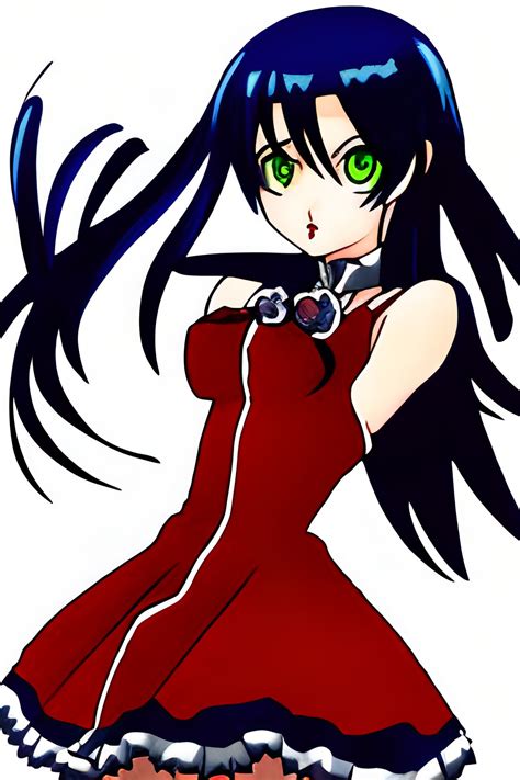 Black Haired Anime Girl With Red Eyes Early 2000s By Puffbewwi On