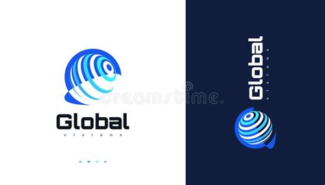 Blue Global Logo Design World Logo Or Icon Stock Vector Illustration