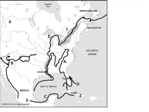 Which Letter On The Map Indicates The Routes Taken By French Explorers