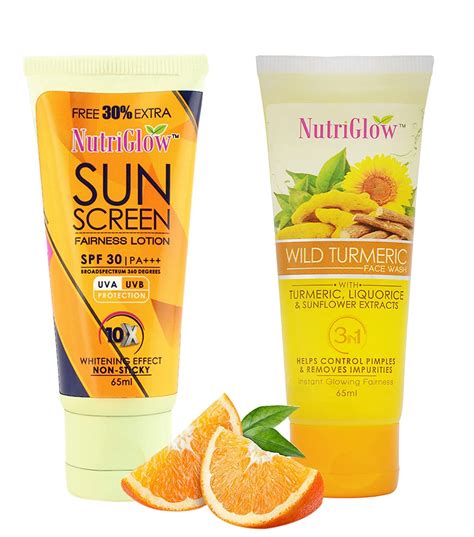 Nutriglow Wild Turmeric Face Wash And Sunscreen Fairness Lotion Spf 30 Pa