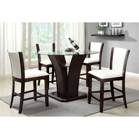 Shop Furniture Of America Carlise Contemporary Round Counter Height Glass 5 Piece Dining Set