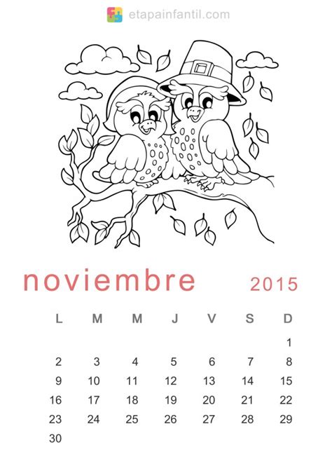 Calendarios Del Mes De Noviembre 2015 Para Imprimir Y Pintar Colorear