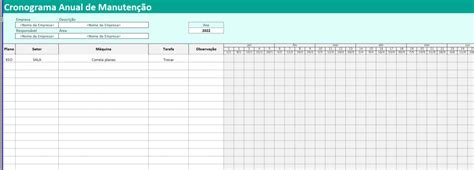 Cronograma De Manutenção Em Excel Smart Planilhas