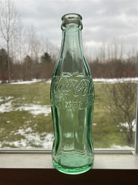 Vintage 1940s 50s Coca Cola Bottle Antique Green Glass Coke Bottle