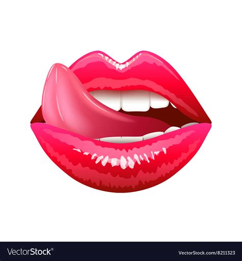 Lips With Tongue Isolated On White Royalty Free Vector Image