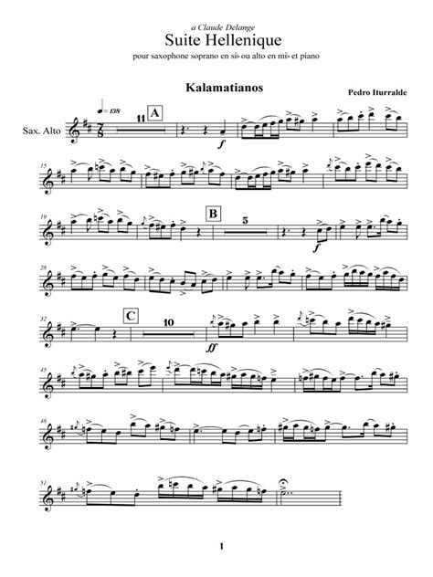 Tableaux de provence is a suite in five movements for eb alto saxophone and piano. Pedro Iturralde - Suite Hellenique pour saxophone soprano ...