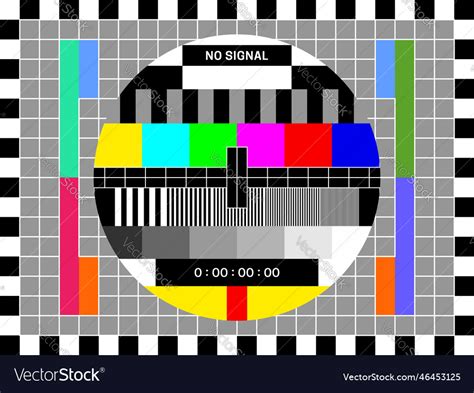 Tv Signal Test Screen Retro Television Color Test Vector Image