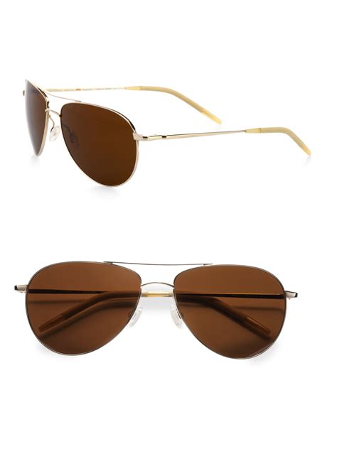 Oliver Peoples Benedict Polarized Aviator Sunglasses In Metallic Lyst