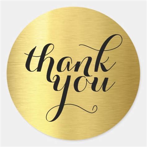 Cute Thank You Modern Simple Shiny Gold Foil Classic Round Sticker Zazzle