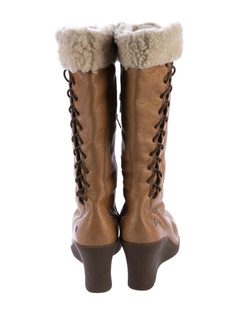 Ugg Australia Leather Knee High Wedge Boots Shoes Wuugg23480 The