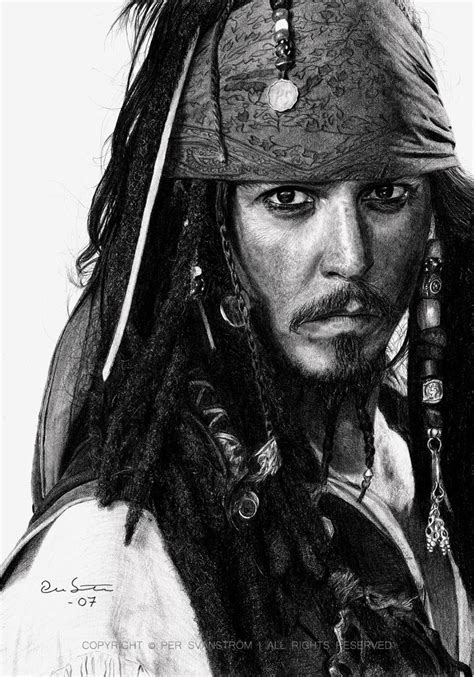 Jack Sparrow Fan Art Pencil Portrait Drawing By Per Svanstrom Saatchi Art