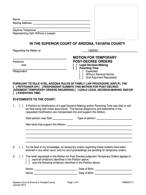 Motion Arizona County Form Fill Out And Sign Online Dochub
