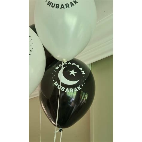 Ramadan Mubarak Balloons Black And White Pack Of 10 Suhayla