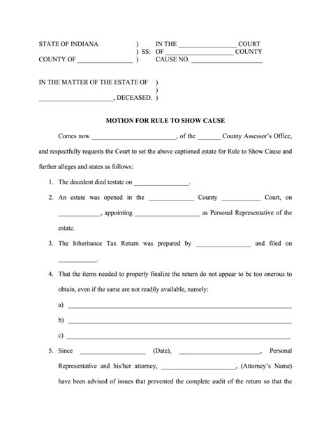 Indiana Show Cause Form - Fill Out and Sign Printable PDF Template | signNow