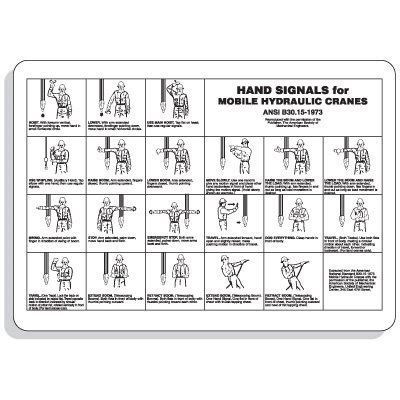 A crane is a tower or derrick that is equipped with cables and pulleys that are used the will establish crane safety operational procedures through the use of this document. Crane Safety Signs - Hand Signals For Mobile Hydraulic Cranes|Seton Canada