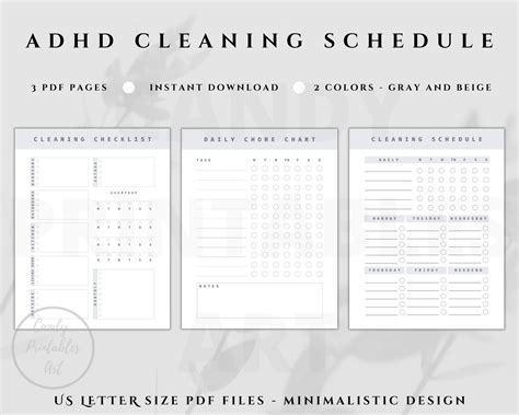 Adhd Cleaning Schedule Checklist Adhd Chore Chart Daily Etsy Australia