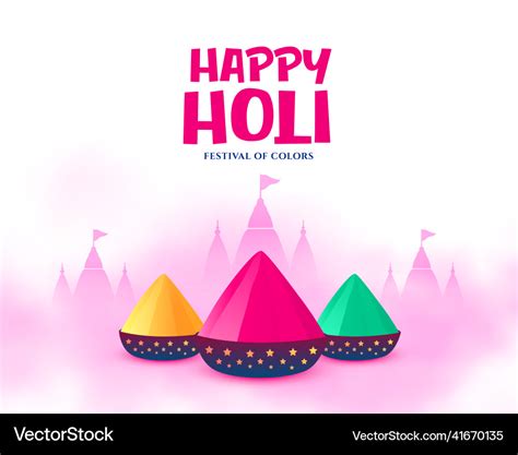 Colorful Holi Gulal Background With Temples Vector Image