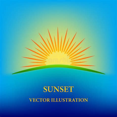 Contour Stylized Sunset Illustration Stock Vector Illustration Of